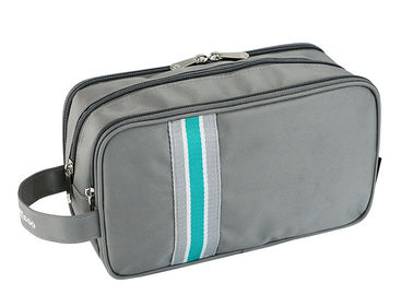 China Men Travel Toiletry Bag Striped Pattern With 3 Layers Zipper And Multi Pockets supplier