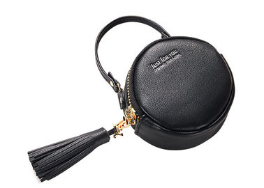 China Small Round Pu Leather Bag Fashion Hand Take Change Card Package With Tassel supplier