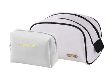 China Multi - Functional Travel Makeup Pouch Separate Bag PU Leather Double Zipper supplier